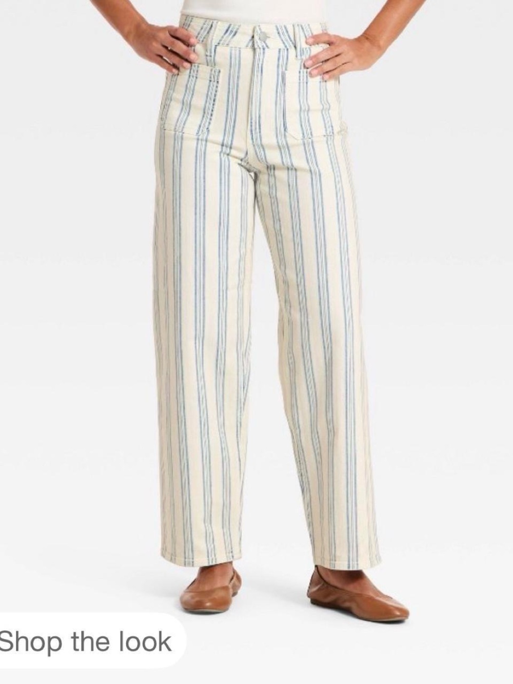 Universal Thread Cream and Navy Striped Pants